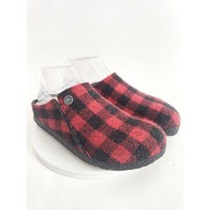 Birkenstock Zermatt Clogs 5 / 36 Red Black Buffalo Plaid Wool Shearling Slippers